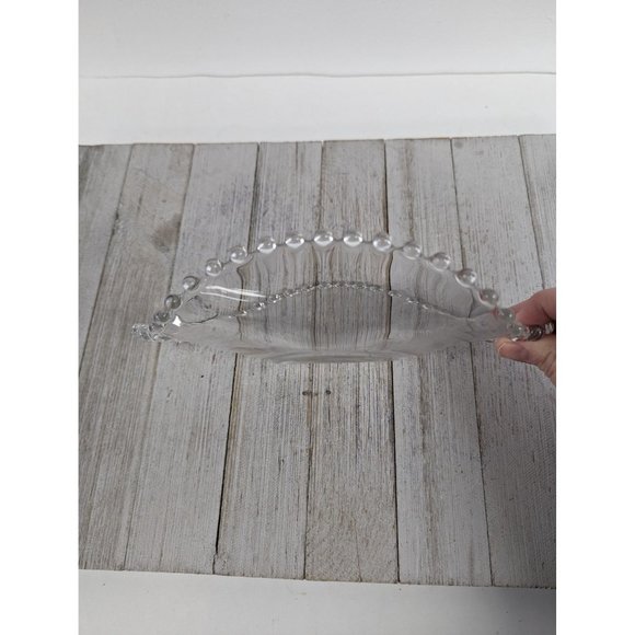 Vintage Imperial Glass Candlewick Handled Tray Plate Curved Platter 8 1/2" - Picture 3 of 7